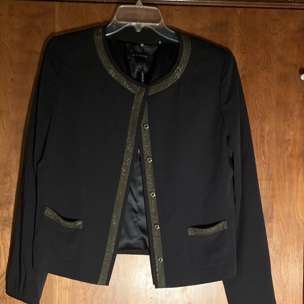 Elie Tahari Black Embellished Jacqueline Silk Jacket
